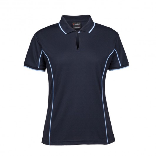 Navy Light Blue Ladies Piping Polo Shirts